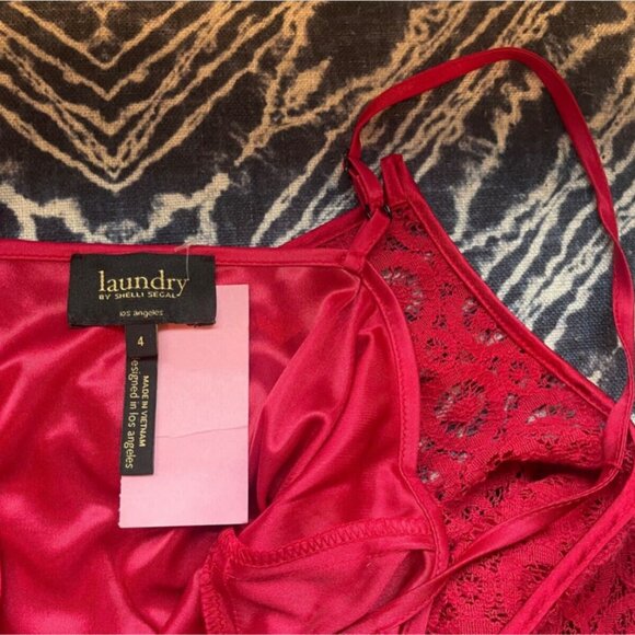 NWT Laundry By Shelli Segal * Lace Overlay Two-Piece Dress * Rouge Red * Size 4 - Picture 3 of 7
